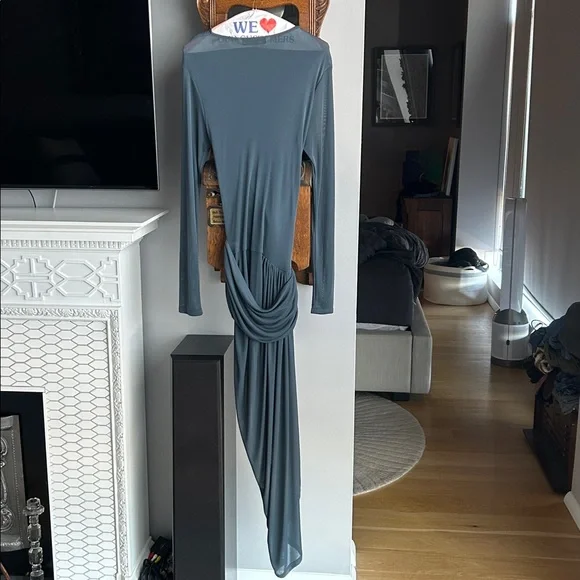 ZARA BLUE/GRAY KNOTTED ASYMMETRIC DRESS - ZW COLLECTION - Picture 6 of 7